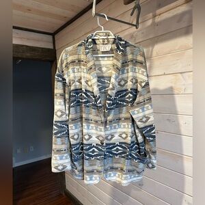 Image | White, Cream & Blue Aztec Vintage Southwestern Coat Blazer